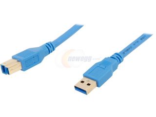 Coboc CY U3 ABMM 6 BL 6ft SuperSpeed 5Gbps USB 3.0  A Male to B Male Cable,Gold Plated,Blue,M M