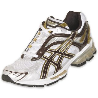 Asics Womens Gel Kushon Running Shoe  White/Brown/Gold