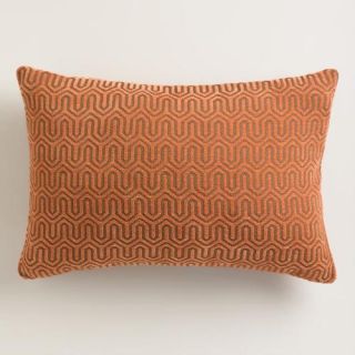 Rust Orange Geo Chenille Lumbar Pillow