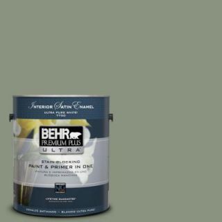 BEHR Premium Plus Ultra 1 gal. #N390 5 Eucalyptus Wreath Satin Enamel Interior Paint 775401
