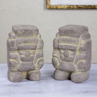Pair of Ceramic Tlaloc, God of Rain Statuettes , Handmade in Mexico