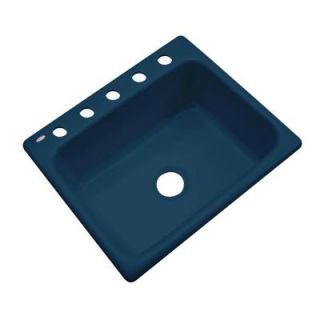 Thermocast Inverness Drop In Acrylic 25 in. 5 Hole Single Bowl Kitchen Sink in Navy Blue 22520