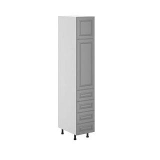 Fabritec 15x83.5x24.5 in. Buckingham 4 Drawer Pantry Cabinet in White Melamine and Door in Gray HD15844D.W.BUCKI