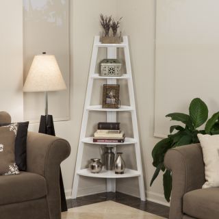 Danya B™ White Five Tier Corner Ladder Display Bookshelf   17445242