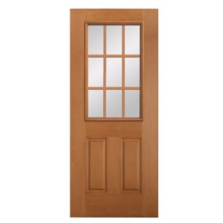 ReliaBilt 2 Panel Solid Wood Core 9 Lite Hem Fir Unfinished Slab Entry Door (Common 36 in x 80 in; Actual 80 in x 36 in)