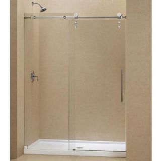 DreamLine Enigma Z 36 in. x 60 in. x 78.75 in. Frameless Sliding Shower Door in Brushed Stainless Steel and Center Drain Base DL 6628C 07CL