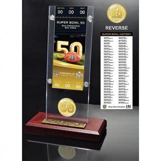 Super Bowl 50 Replica Ticket and Bronze Coin in Acrylic Desktop Stand by The Hi   8035978
