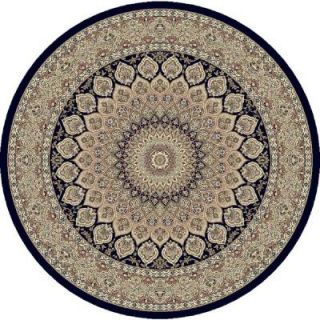 Home Decorators Collection Lawrence Navy 5 ft. 3 in. x 5 ft. 3 in. Round Indoor Area Rug 9172540320