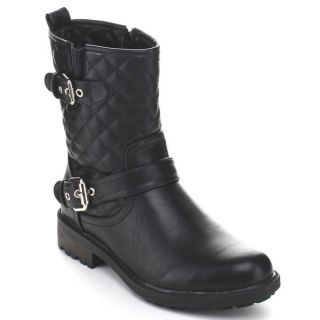 Miim Zoey 02 Womens Faux Leather Quilt Mid Calf Combat Boots