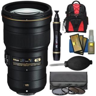 Nikon 300mm f/4E PF VR AF S ED IF Telephoto Nikkor Lens with 3 UV/CPL/ND8 Filters + Backpack + Kit