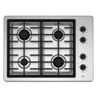 Whirlpool 30 in. Gas Cooktop in Stainless Steel with 4 Burners W5CG3024XS