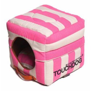 Touchdog Squared 2 in 1 Collapsible One Size Pink and White Bed PB36PKLG