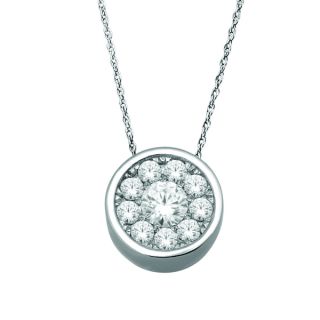 Haylee Jewels 10k White Gold 1/4ct TDW Diamond Circle Necklace (I J