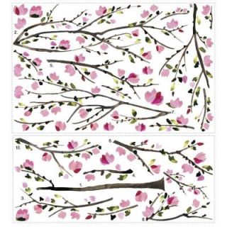 RoomMates 2.5 in. x 27 in. Pink Blossom Tree Peel and Stick Giant Wall Decals RMK2460SLM