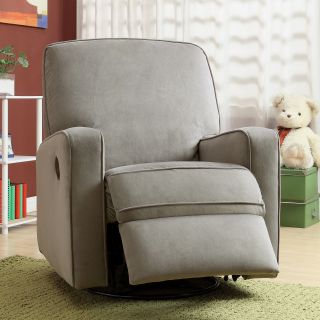 Colton Gray Fabric Modern Nursery Swivel Glider Recliner Chair