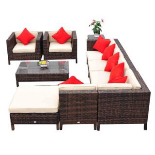 Outsunny 9 Piece Lounge Seating Group with Cushion