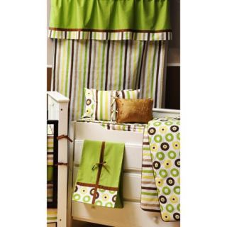 Bacati Mod Stripes Curtain Panel 42"x84" 100% Cotton percale fabrics, Green and Chocolate