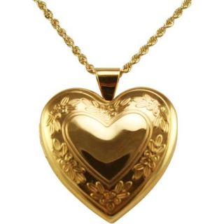 Sterling Silver and 10kt Gold Heart Locket with Flower Design, 24"