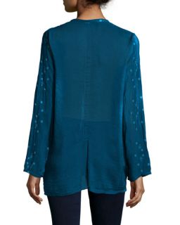 Johnny Was Collection Lace Shoulder Embroidered Blouse, Plus Size