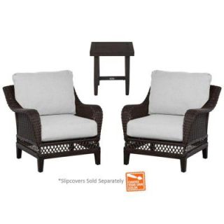 Hampton Bay Woodbury 3 Piece Patio Chat Set with Cushion Insert (Slipcovers Sold Separately) DY9127 3PC B