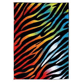 DonnieAnn Rainbow 909 Black/Multi Animal Print Design 5x7 area rug