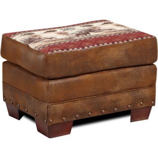 Somette Aspen Ottoman Lodge Natural Frame with Cushion