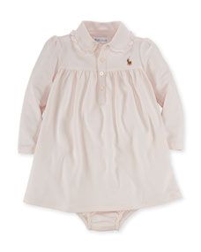 Ralph Lauren Childrenswear Pima Polo Dress & Bloomers, Pink, Size 9 24 Months