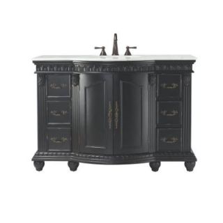 Home Decorators Collection Kendall 48 in. Vanity in Antique Black with Natural Marble Vanity Top in White 1670610210