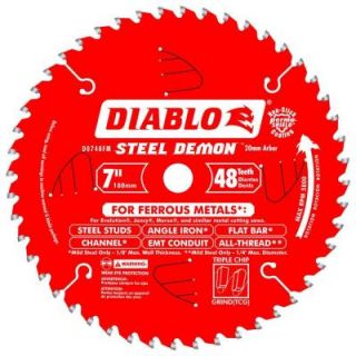 Diablo 7 in. x 48 Tooth x 20mm Arbor Steel Demon Ferrous Metal Cutting Saw Blade D0748FM