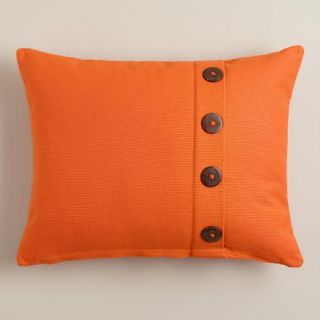 Orange Button Ribbed Lumbar Pillow
