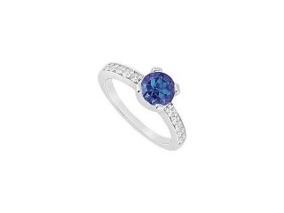 Sapphire and Diamond Engagement Ring : 14K White Gold   0.66 CT TGW