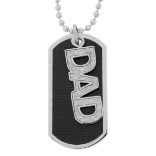 Unending Love Stainless Steel Mens 1/10ct TDW Diamond Dog Tag