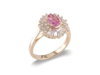 14K Gold Pink Sapphire and Diamond Ring Size 6