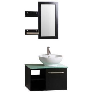 Sheffield Home Palma 27.5 in. Vanity in Dark Wenge with Vitreous China Vanity Top in White and Mirror EV324