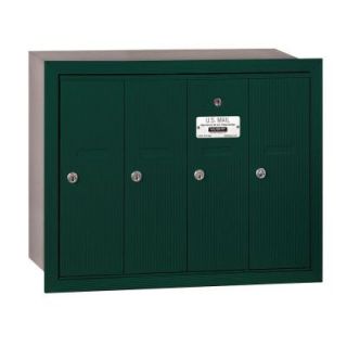 Salsbury Industries 3500 Series Green Recessed Mounted Private Vertical Mailbox with 4 Doors 3504GRP