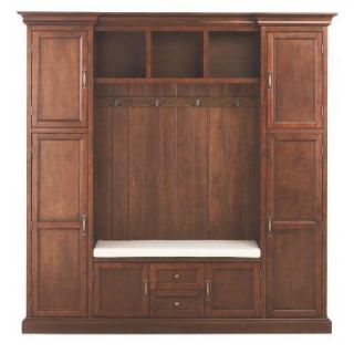 Home Decorators Collection Royce 4 Hook Contemporary Wood All in One Mudroom/Hall Tree in Smokey Brown 7474200820