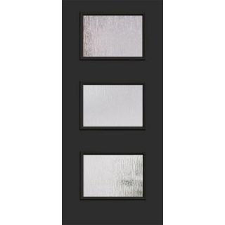 Builder's Choice 36 in. x 80 in. Inkwell 3 Lite Rain Glass Painted Fiberglass Prehung Front Door with Brickmould HDX162989