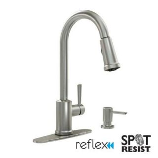 MOEN Indi Single Handle Pull Down Sprayer Kitchen Faucet with Reflex and Microban in Spot Resist Stainless 87090MSRS