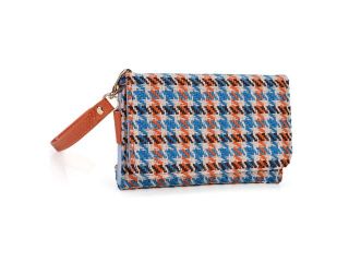 Kroo Blue Houndstooth Clutch Wristlet Wallet with Back Zipper for Smartphone up to 4 Inch
