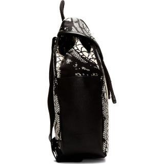 Alexander McQueen Black & Ivory Leather Lace Skull Print Backpack