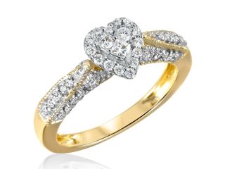 1/2 CT. T.W. Diamond Ladies Engagement Ring 10K Yellow Gold  Size 5.25