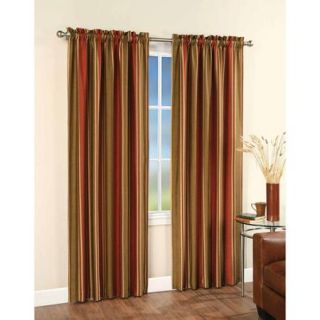 Faux Silk Stripe Tailored Rod Pocket Curtain Panel