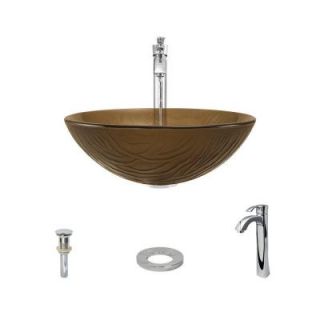 MR Direct Glass Vessel Sink in Beach Sand with 726 Faucet and Pop Up Drain in Chrome 626 726 C ENS