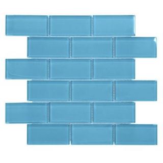 Jeffrey Court Brick in Blues 12 in. x 12 in. x 8 mm Glass Mosaic Wall Tile 99704