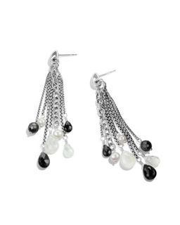 David Yurman Bead Tassel Large Drop Earrings with Black Spinel and Pearls