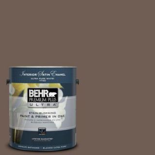 BEHR Premium Plus Ultra 1 gal. #N210 6 Swiss Brown Satin Enamel Interior Paint 775301