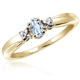 JewelersClub 0.22 Carat Aquamarine Gemstone and Accent White Diamond Ring