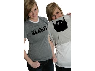 Ask Me About My Beard T Shirt Funny Facial Hair Flipup Tee For Women L