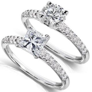 Annello 14k White Gold 1 1/6ct TDW Princess or Round Diamond Engagement Ring (H I, I1 I2) Princess  Size 6