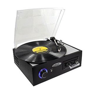Pyle PTTC4U Multifunction Turntable With MP3 Recording/USB to PC/Cassette Playback, 33/45/78 RPM